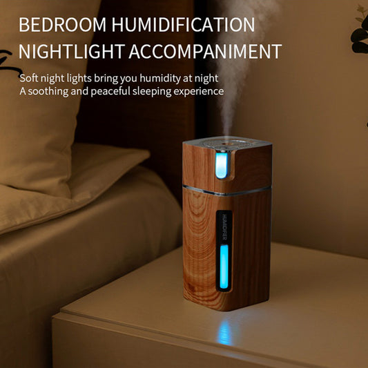 Electric Humidifier Aroma Oil Diffuser Essential Ultrasonic Wood Grain Air Humidifier USB Mini Mist Maker LED Light