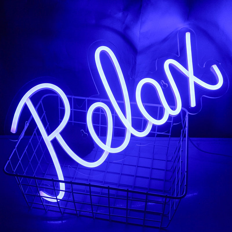 "Relax" Neon Light and Sign