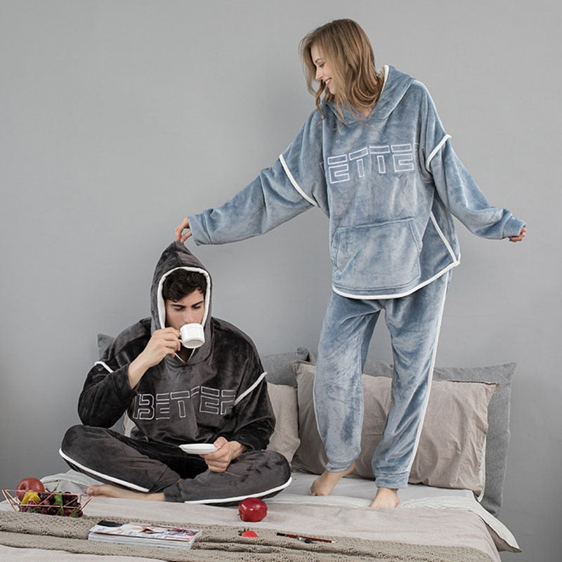 Hooded Flannel Men's and Women's Pajama's