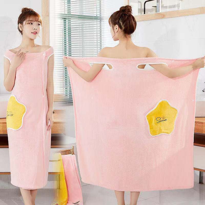 Women Large Bathrobe Quick Dry Wearable Microfiber
