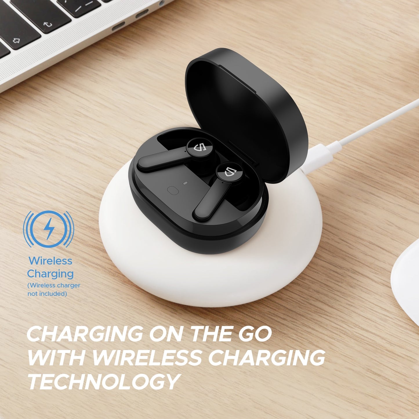 SOUNDPEATS Q Wireless Earbuds Bluetooth 5.0 in-Ear Wireless Charging Earphones with 4-Mic 10mm Driver Touch Control USB-C