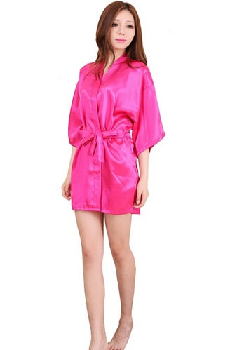 Women Silk Satin Short Night Robe