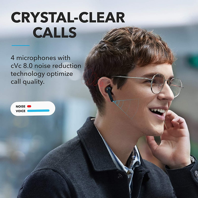 Anker Soundcore Life P2 bluetooth earphones, true wireless earbuds with 4 Microphones, CVC 8.0 Noise Reduction, IPX7 Waterproof