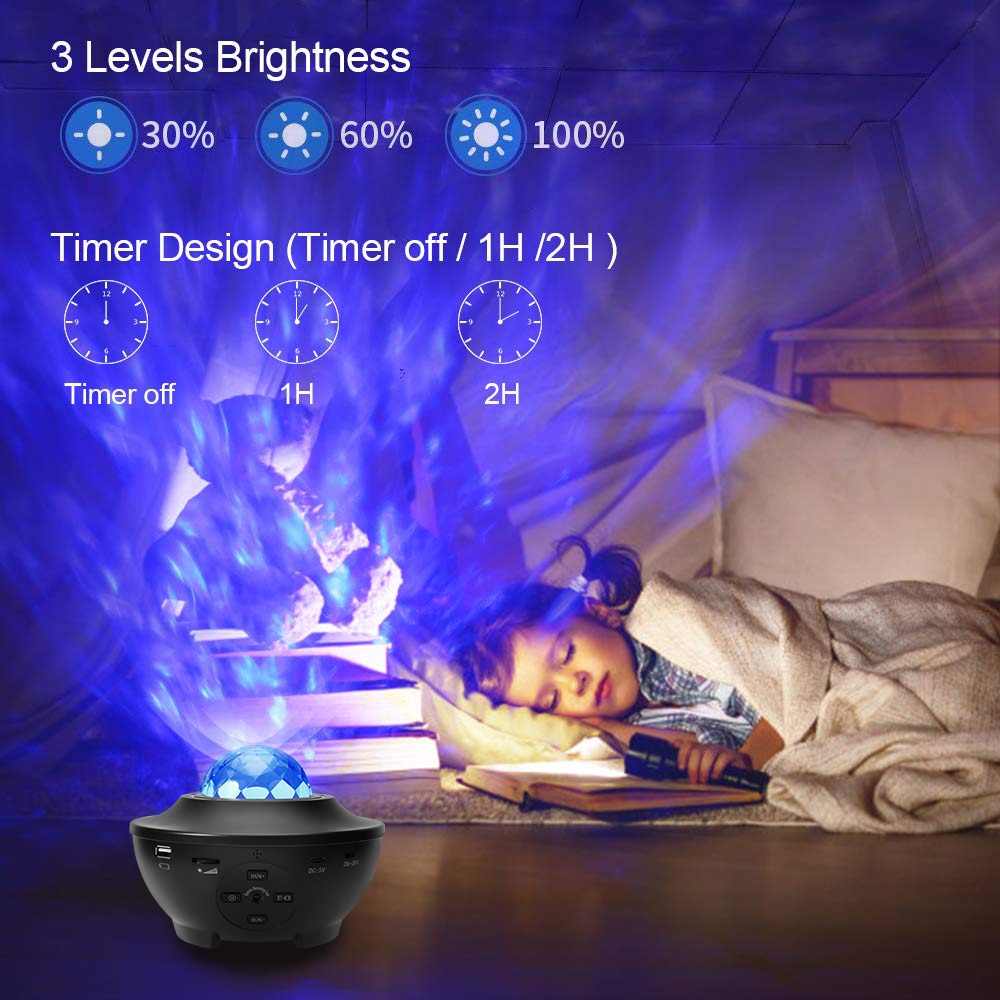 USB LED Star Night Light Projector, Bluetooth-compatible Sound-Activated