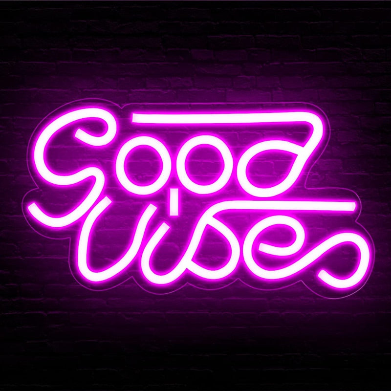 LED "Good Vibes" Neon Sign Light