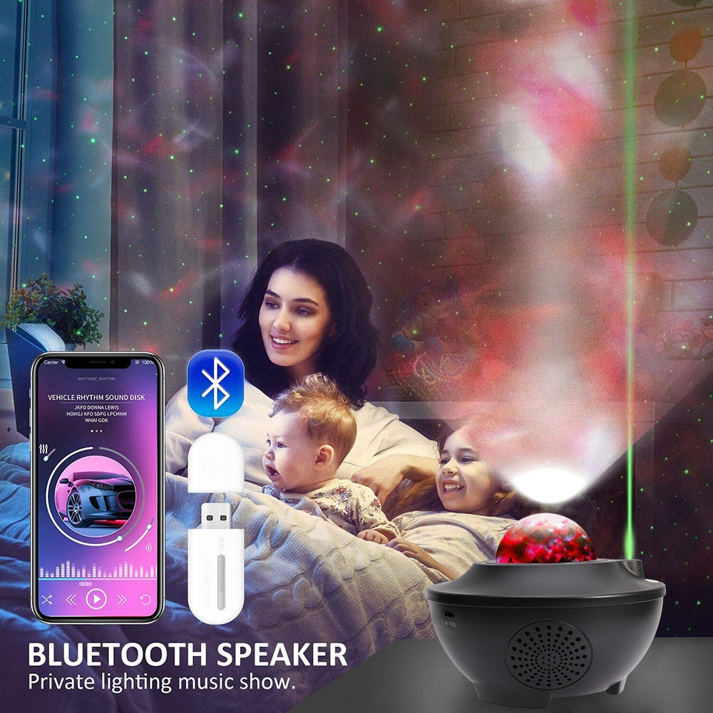 USB LED Star Night Light Projector, Bluetooth-compatible Sound-Activated