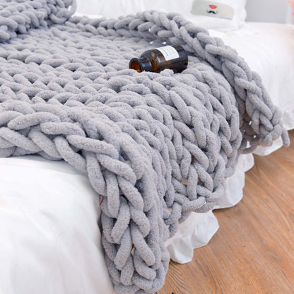 Handmade Coarse Yarn Knitted Chenille Rod Knitted Yarn Sofa Cover Blanket