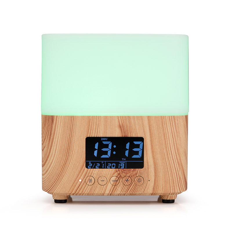 Ultrasonic Essential Oil Aroma Diffuser Humidifier Wood Grain Alarm Clock