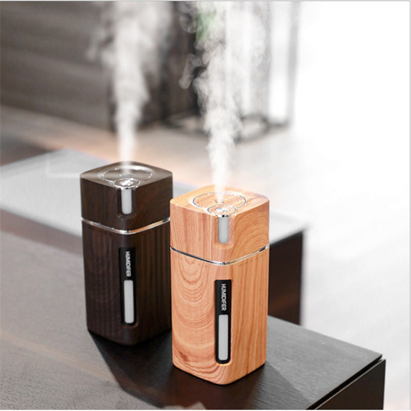 Electric Humidifier Aroma Oil Diffuser Essential Ultrasonic Wood Grain Air Humidifier USB Mini Mist Maker LED Light