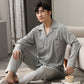 Cotton Solid Color Design Pajama for Men Lounge Sleepwear