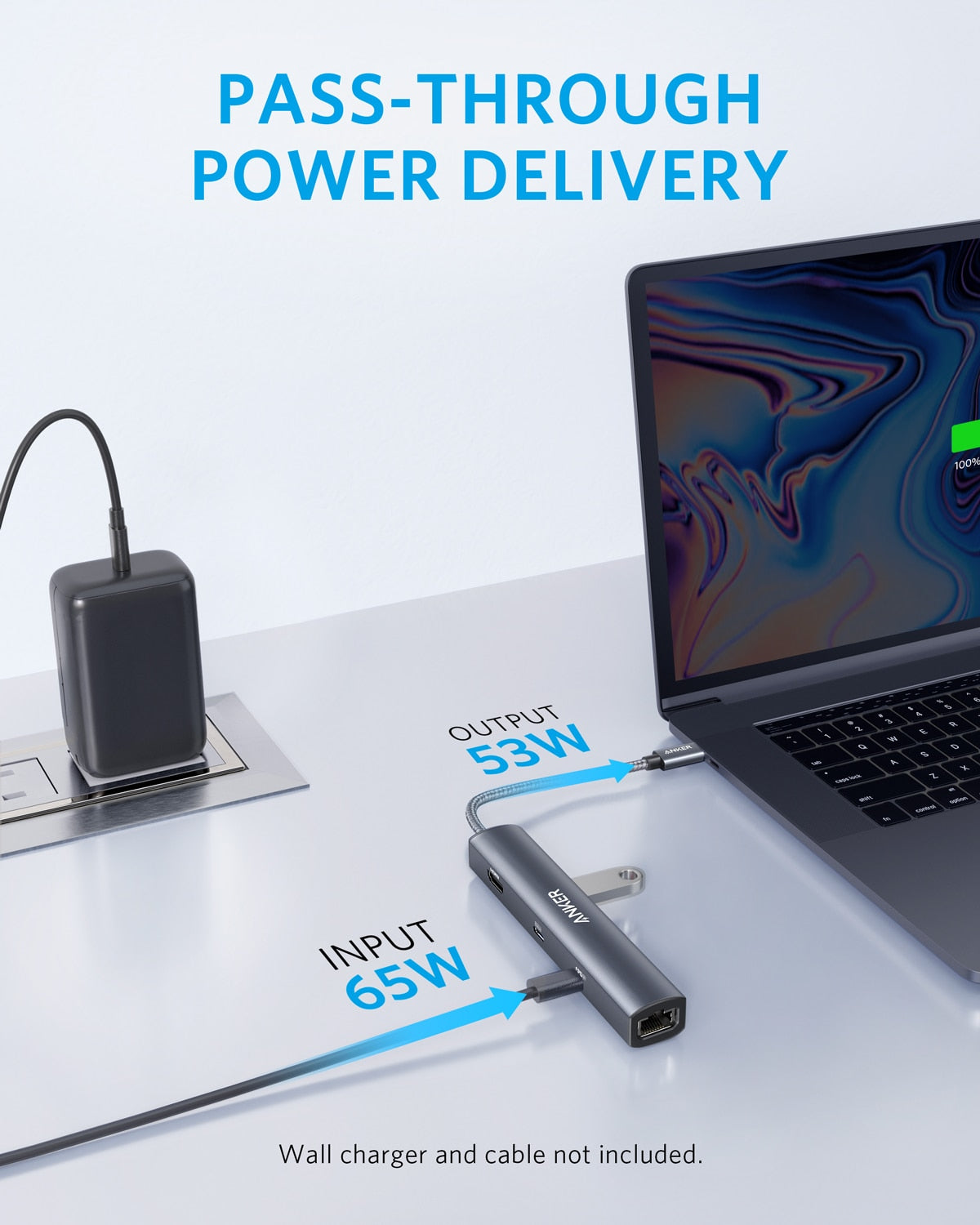 Anker USB C Hub, PowerExpand 6-in-1 USB C PD Ethernet Hub with 65W Power Delivery, 4K HDMI, 1Gbps Ethernet，2 USB 3.0 Data Ports