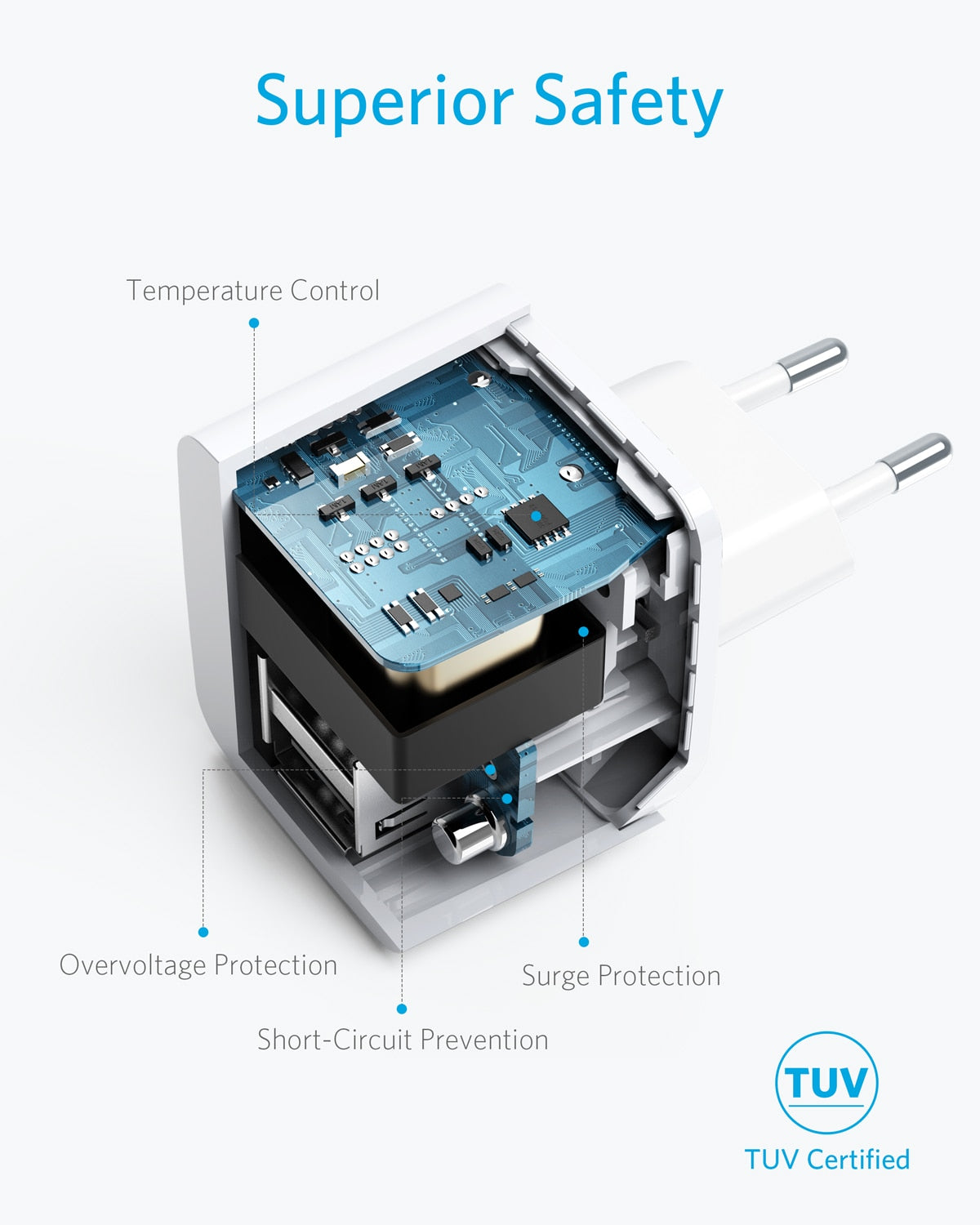 Anker USB Charger, Anker PowerPort Mini Dual Port Phone Charger, Super Compact USB Wall Charger 2.4A Output