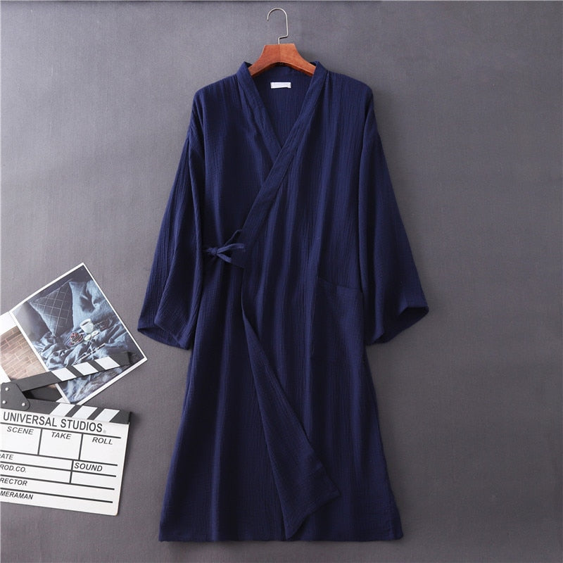 Men and Women's Solid Cotton Bathrobe