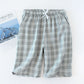Cotton Gauze Plaid Knitted Sleep Pants