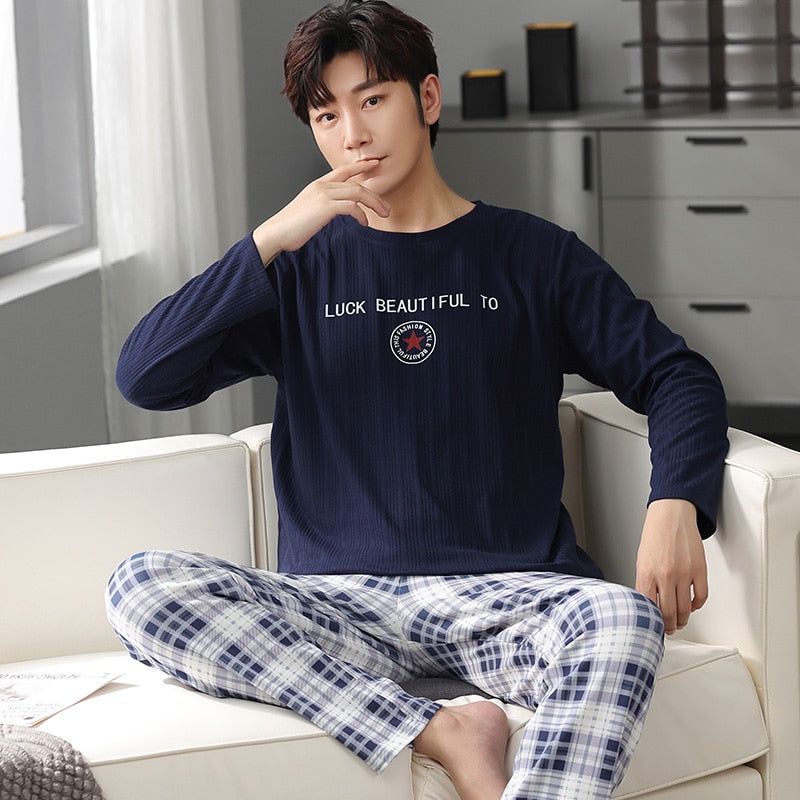 Men's Pure Full Cotton Pajamas Sleepwear