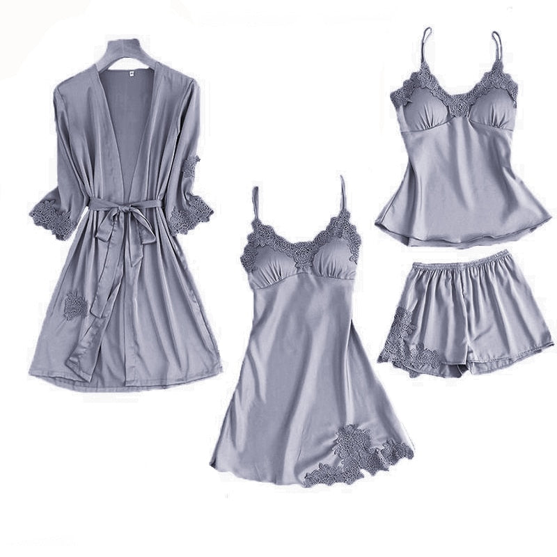 Women's Satin Lace Pajama Set