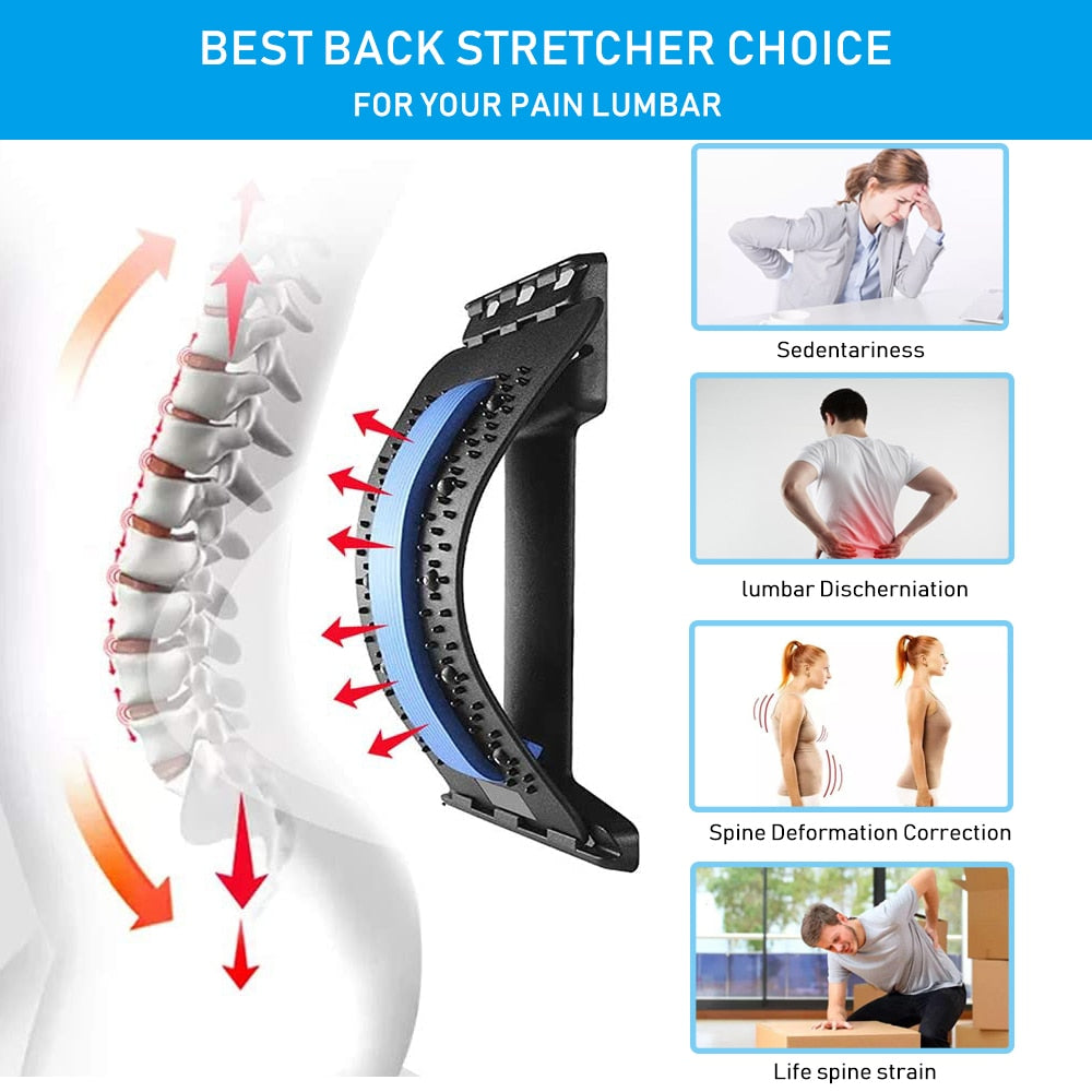 Back Massager Stretcher Support, Spine Deck Pain Relief, Chiropractic Lumbar Relief, Back Stretcher, Fitness Massage Equipment