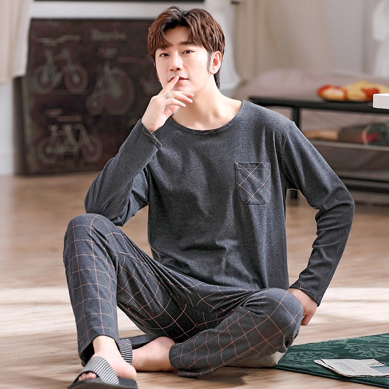 Men's Pure Full Cotton Pajamas Sleepwear