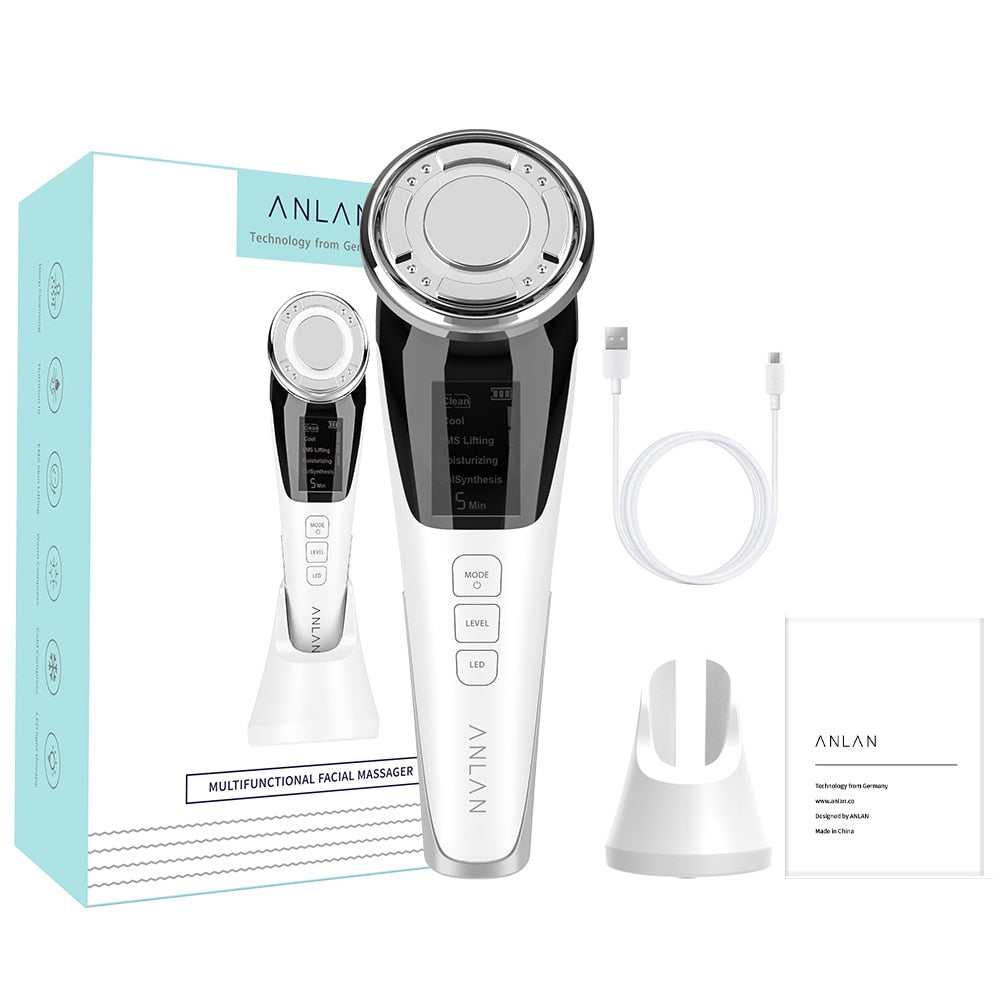 EMS Facial Massager LED light therapy Sonic Vibration Wrinkle Removal