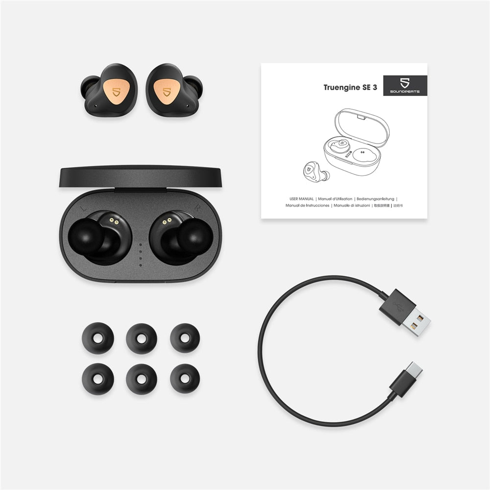 SOUNDPEATS Truengine 3 SE Bluetooth True Wireless Earbuds with Dual Dynamic Drivers Dual Mic QCC 3040 aptX Adaptive Game Mode