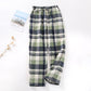 Cotton Gauze Plaid Knitted Sleep Pants