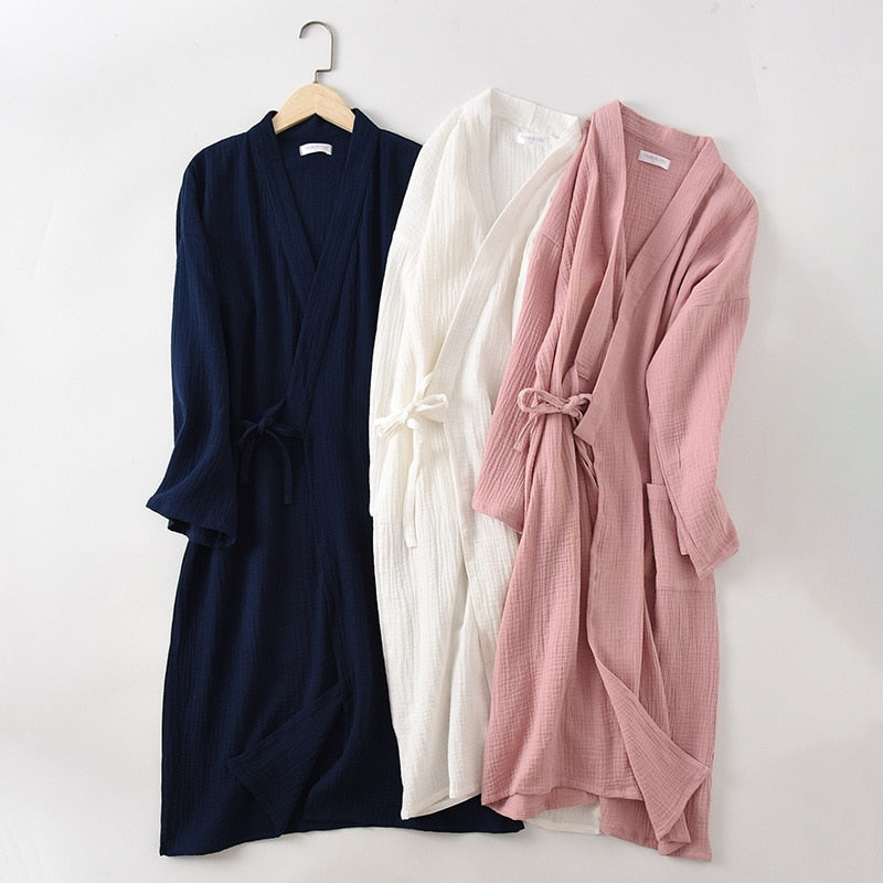 Men and Women's Solid Cotton Bathrobe