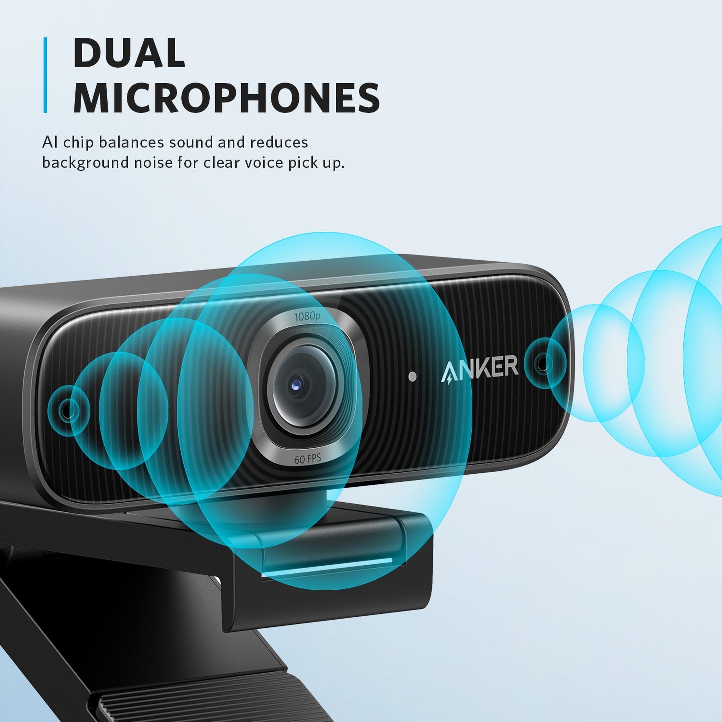 Anker PowerConf C300 Smart Full HD Webcam, Framing &amp; Autofocus, Webcam 1080p mini camera with Noise-Cancelling Microphones