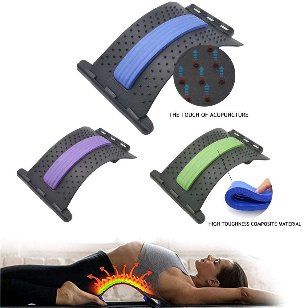 Back Massager Stretcher Support, Spine Deck Pain Relief, Chiropractic Lumbar Relief, Back Stretcher, Fitness Massage Equipment