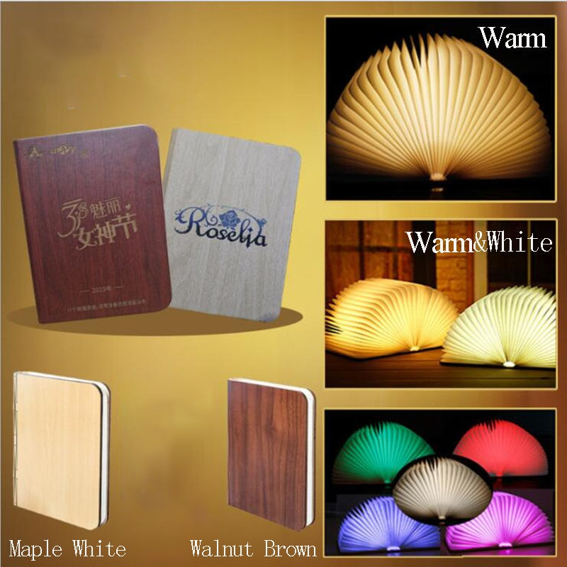 3D Folding Creative LED Wooden Book Night Light