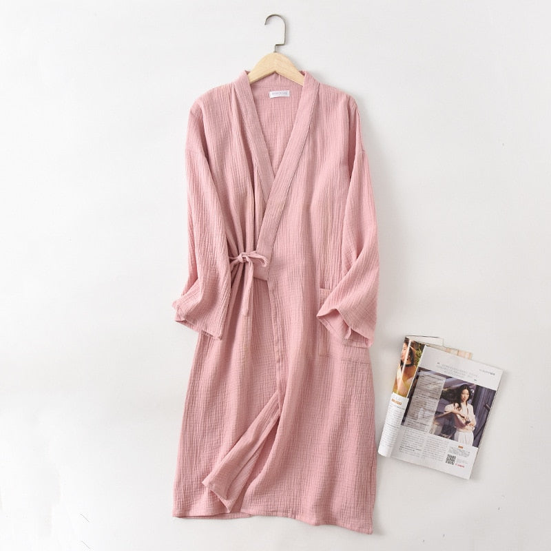 Men and Women's Solid Cotton Bathrobe