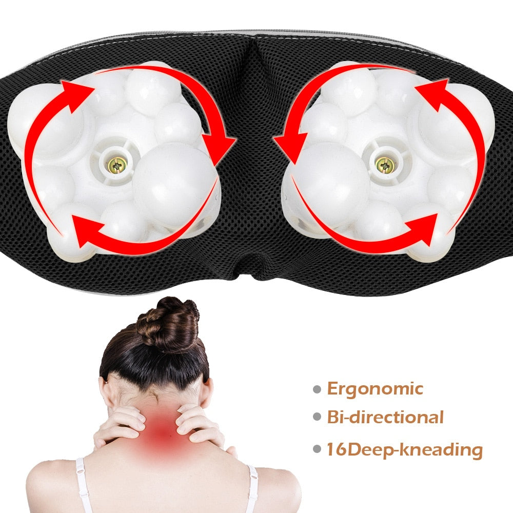 U Shape Electrical Shiatsu Back Neck Shoulder Body Massager, Infrared Heated 4D Kneading Car/Home