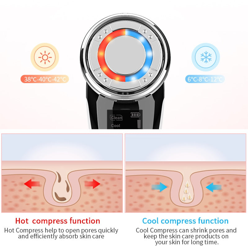 EMS Facial Massager LED light therapy Sonic Vibration Wrinkle Removal