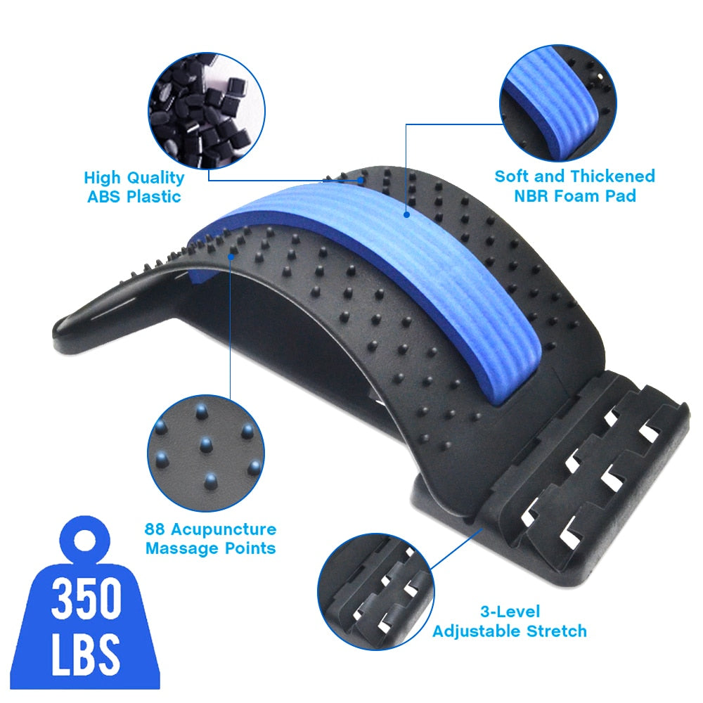 Back Massager Stretcher Support, Spine Deck Pain Relief, Chiropractic Lumbar Relief, Back Stretcher, Fitness Massage Equipment