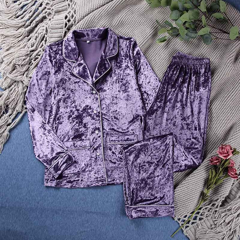 HECHAN Velvet Women Pajamas Long Sleeve