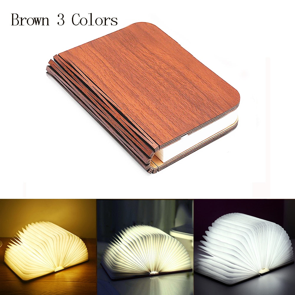 3D Folding Creative LED Wooden Book Night Light