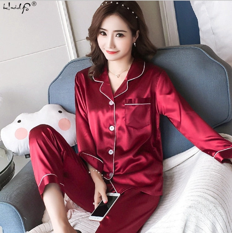 Women's Silk Satin Pajamas Set