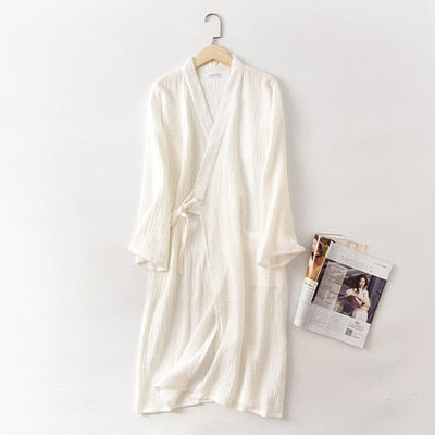 Men and Women's Solid Cotton Bathrobe