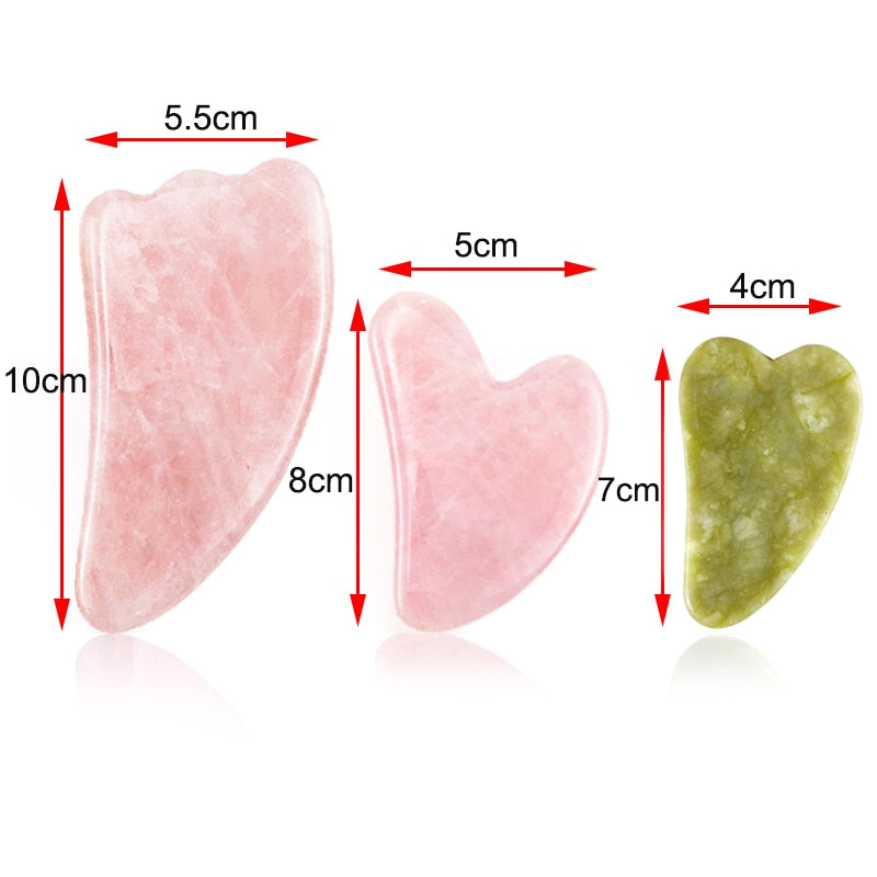 Natural Rose Quartz Jade Guasha Scraper Board Massager for Face and Body