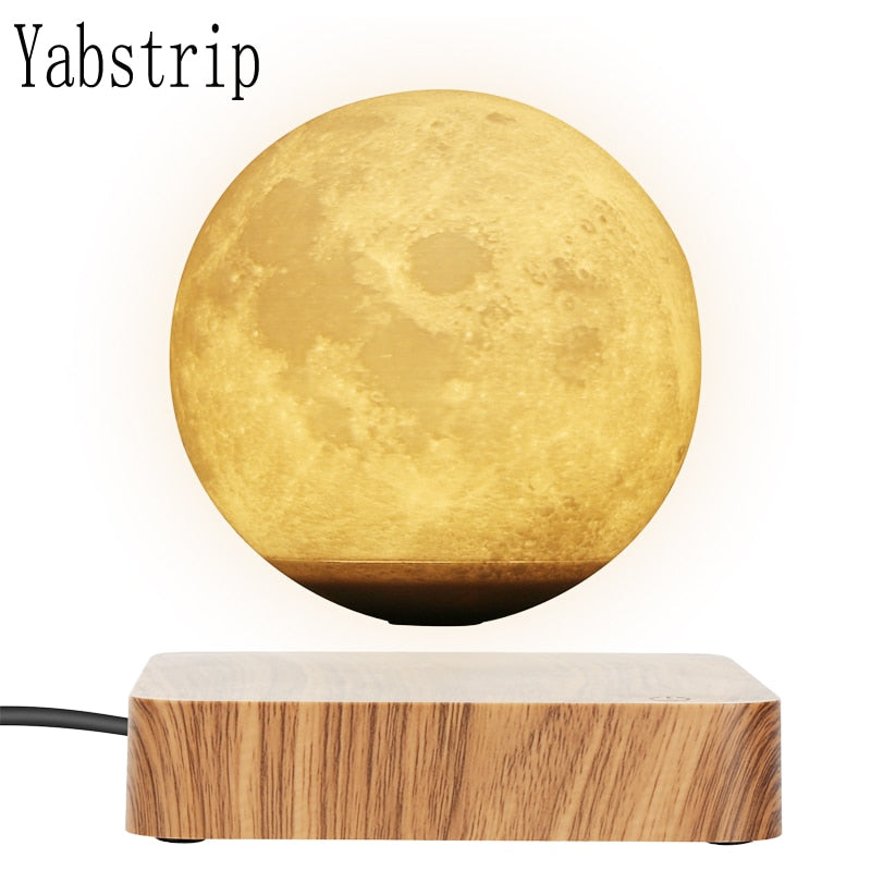 Magnetic Levitation LED Touch 3D Print Light Bedroom Moon Night Lamp