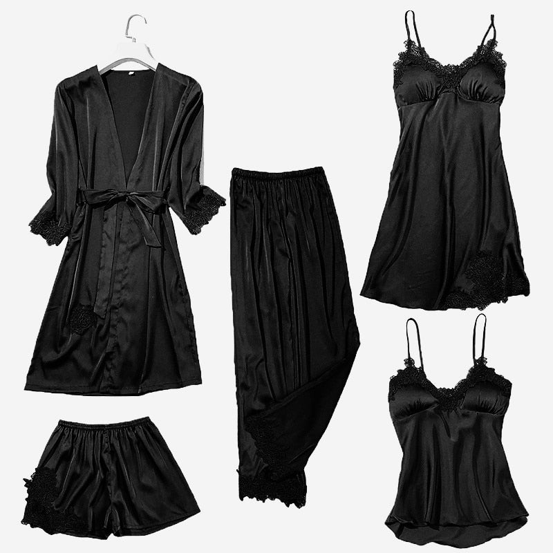 Women's Satin Lace Pajama Set