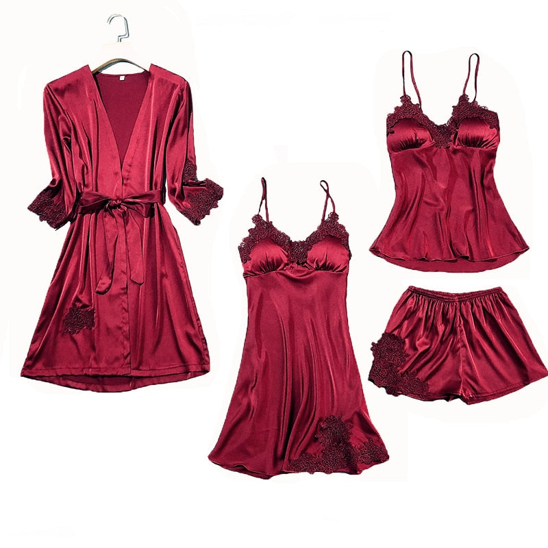 Women's Satin Lace Pajama Set