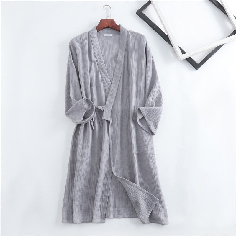 Men and Women's Solid Cotton Bathrobe