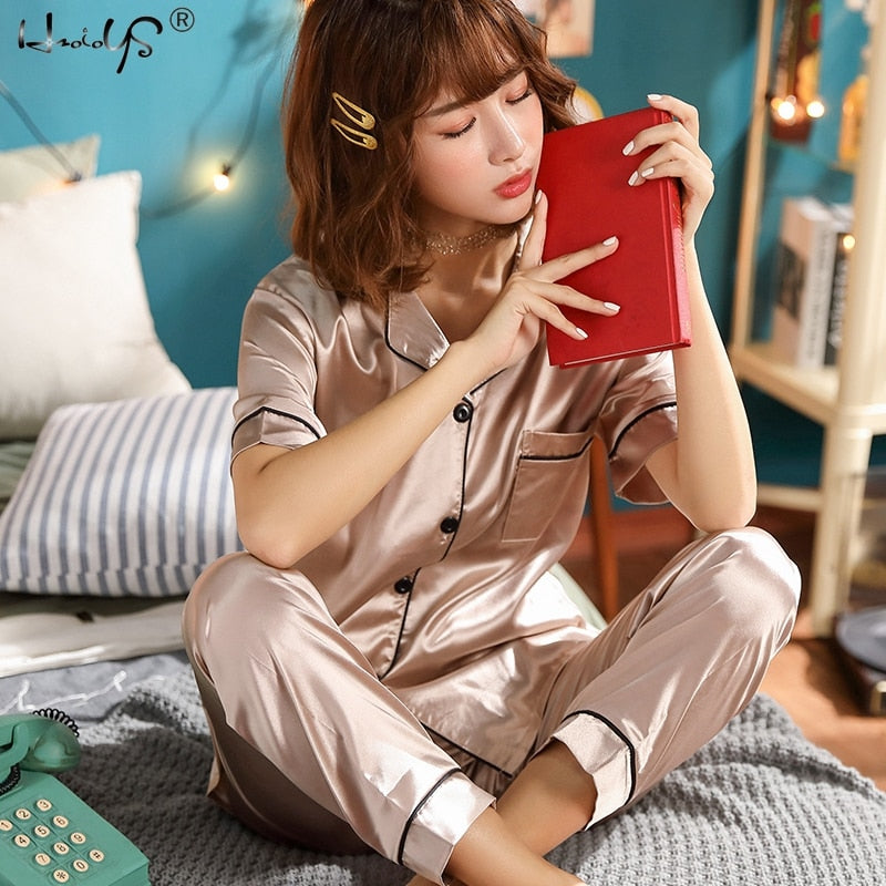 Women's Silk Satin Pajamas Set