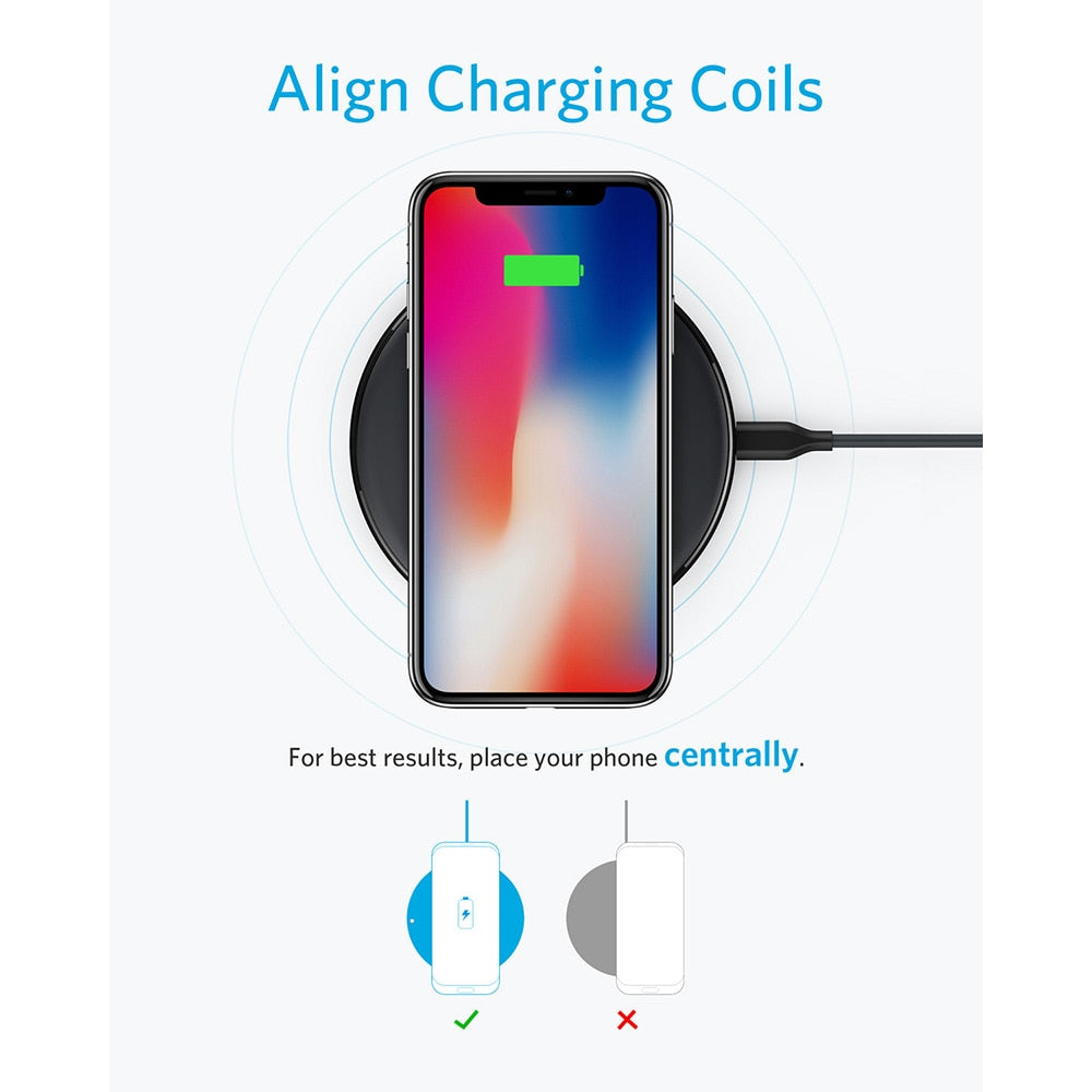 Anker wireless charger 313 Qi-Certified 10W Max charger for iphone 12/iphone 13 smartphone wireless charging