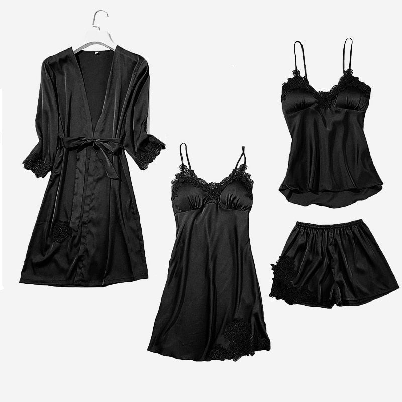 Women's Satin Lace Pajama Set