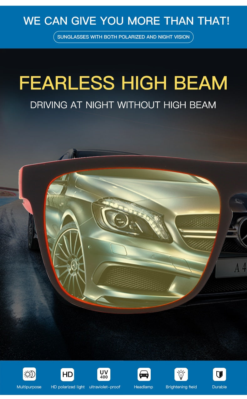 Night Vision Glasses, Polarized Sunglasses Yellow Lens Anti-Glare Goggle Night Driving Sun glasses UV400