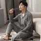 Cotton Solid Color Design Pajama for Men Lounge Sleepwear