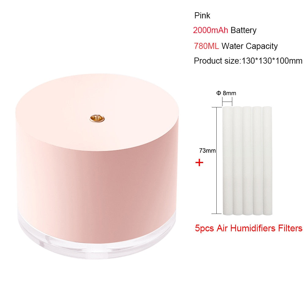 Portable Air Humidifier Wireless 2000mAh USB Rechargeable