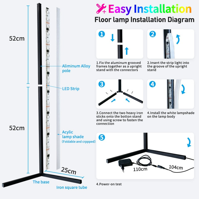 RGB 16 Color Remote-Controlled LED Floor Lamp