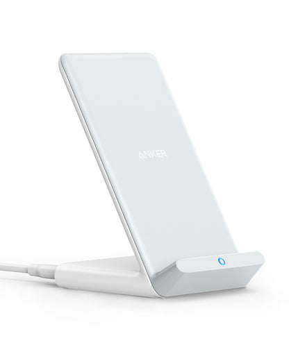 Anker Wireless Charger, 10W Max PowerWave Stand Upgraded, Qi-Certified, 7.5W for iPhone 11, 11 Pro, 11 Pro Max(No AC Adapter)